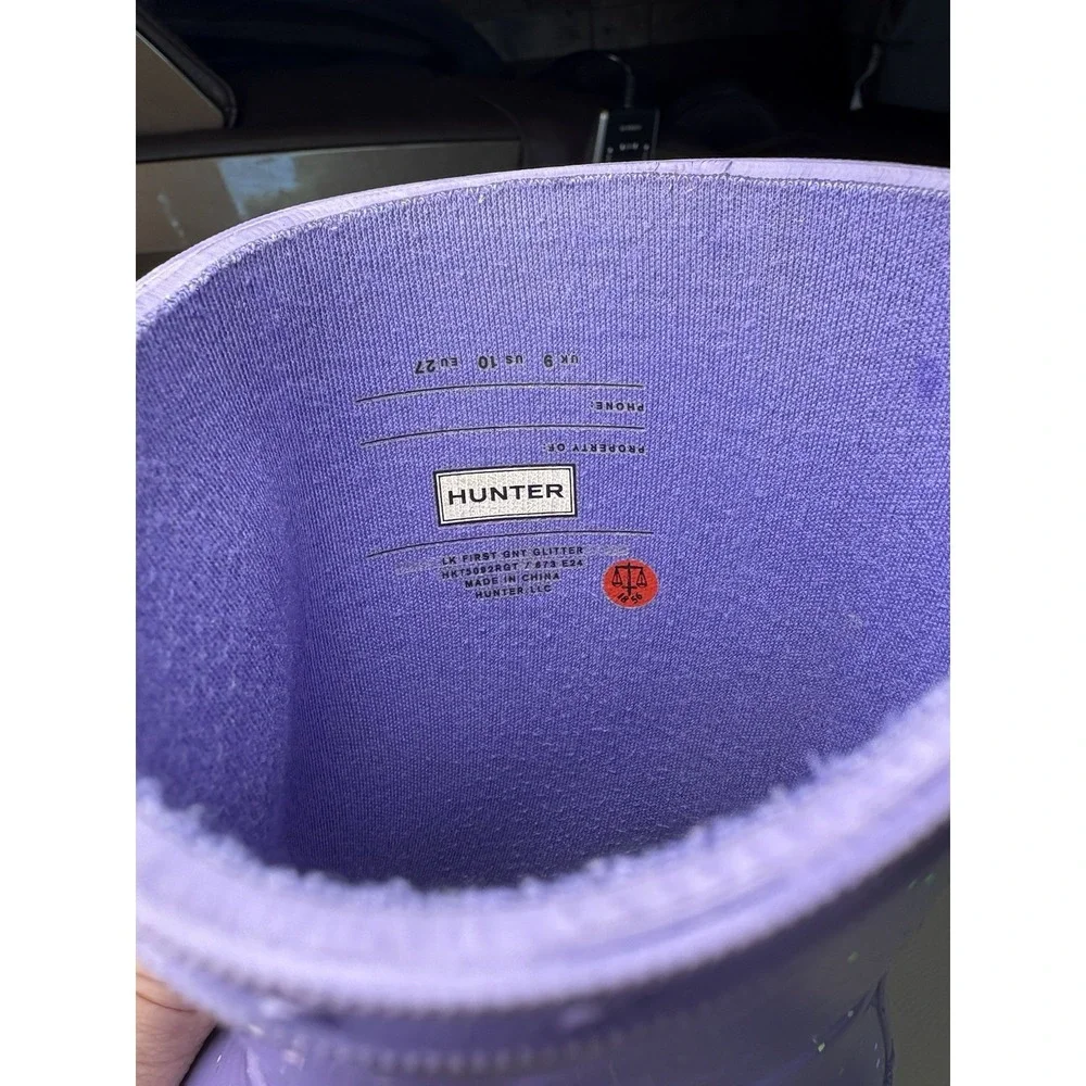 Hunter Kids Purple Glitter Rain Boots Waterproof Size 10